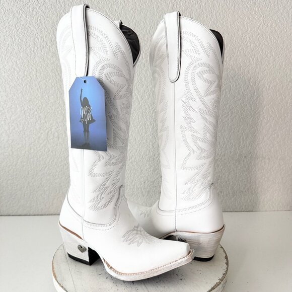 Lane MEGAN MORONEY Smokeshow Womens Cowboy Boots 5 White Western Cowgirl Tall - Picture 1 of 11